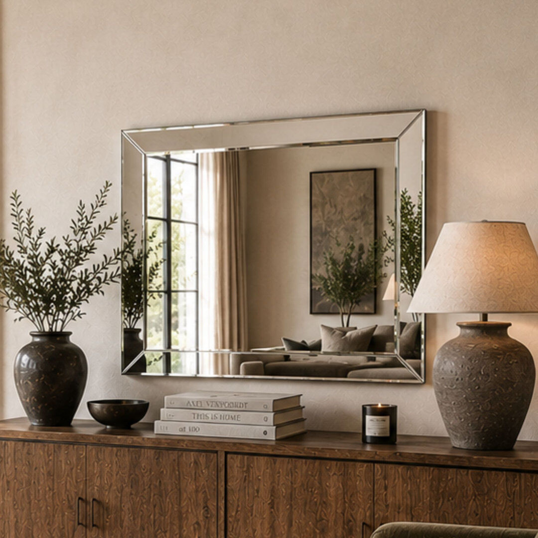 Zipcode Design Maude Rectangle Wall Mirror Black 120cm x 80cm