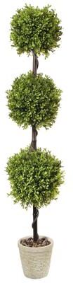 Regency International "Spring Boxwood Triple Ball Topiary Potted 48"" - Plastic and Cement"