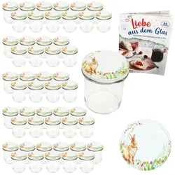 50er Set Sturzglas 350ml Einmachglas Osterfreude Deckel Ostern Hase Rezept-Heft