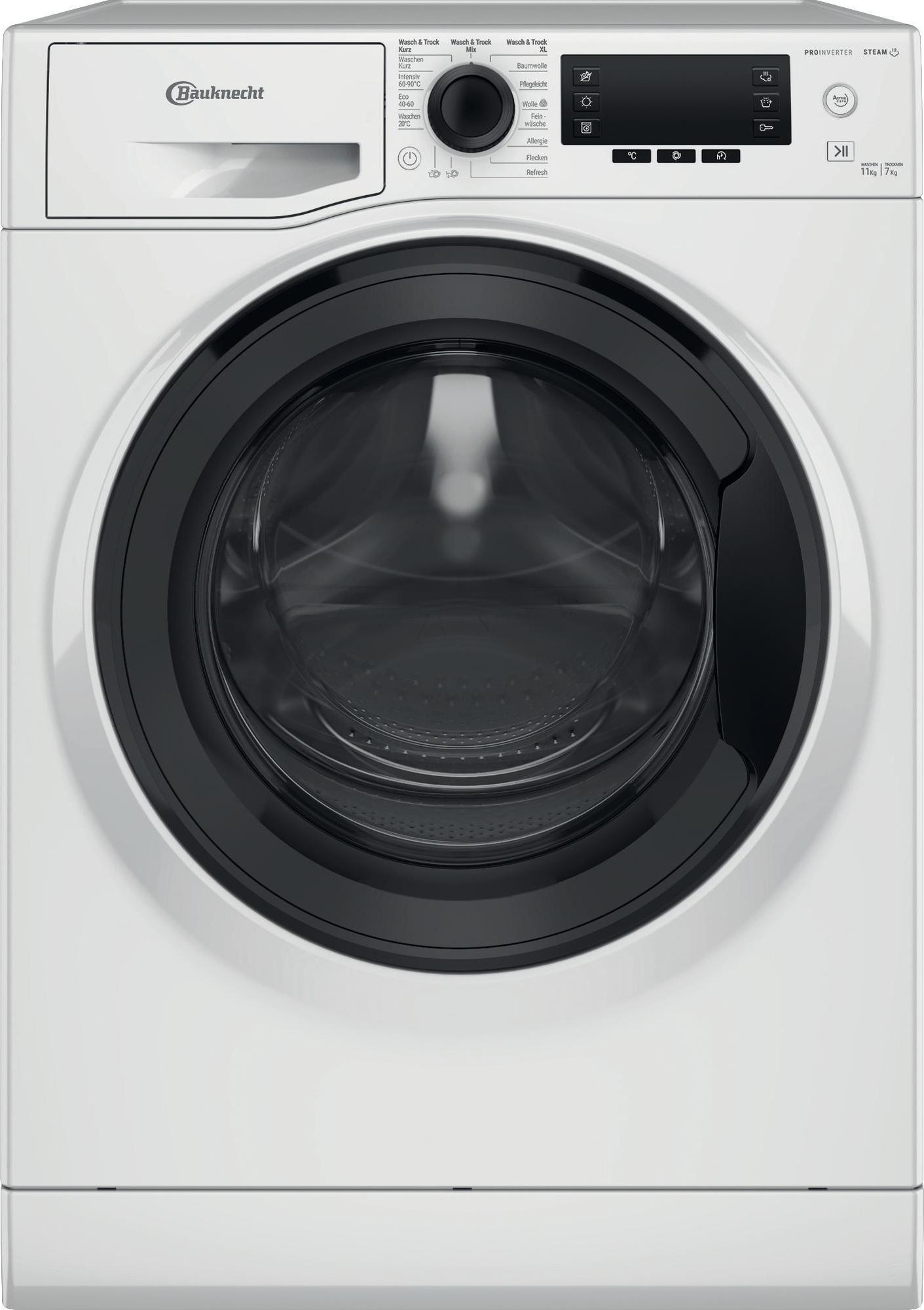 Bauknecht WATK Sense 117B 59 C, Frontlader, Freistehend, Weiß, Links, Schwarz, Schwarz
