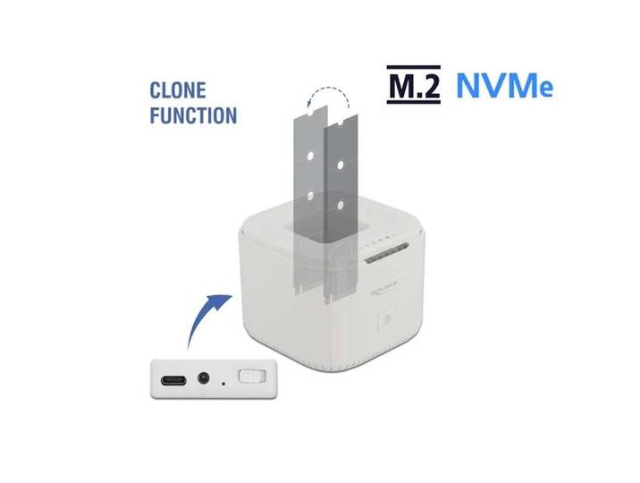 Delock Festplatten-Dockingstation DELOCK M.2 Dockingstation 2x M.2 NVMe PCIe SSD Klon Funktion