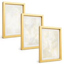 BILDER SET 3er Set - 20x30 cm Goldrahmen - Helles Strukturfarbendesign