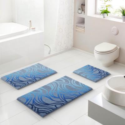 Badematte GRUND "Mayra", blau, H:20mm, Polyacryl, Badematten, Badematte, Frisches Wellenmuster in lebendigen Farben, 5 Jahre Garantie