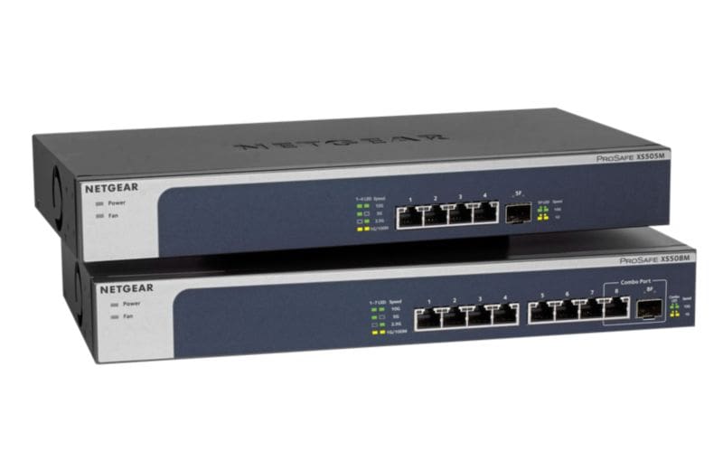 NETGEAR XS505M 5 Port 10gb Switch | Multi-Gigabit LAN Switch (Netzwerk Switch mit 1x 10G-SFP+, Desktop oder 19 Zoll Rack-Montage) XS505M-100EUS