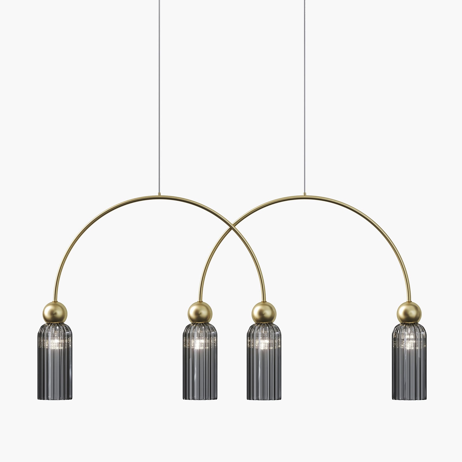 MAYTONI Hanglamp Antic Goud/Grijs Metaal en Rookglas E14 B: 60 cm, H: 110 cm