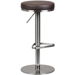 BARHOCKER Edelstahl Höhenverstellbar Drehbar Standfuß Gepolstert, Braun 38x38x82 cm