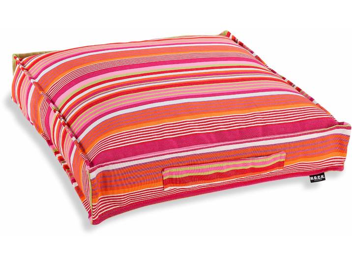 Sitzkissen H.O.C.K. Yucatan Stripes , bunt (alt pink, pastellpink, pink, pink rose, bedruckt gestreift), B:50cm H:10cm L:50cm, Polyacryl (dralon), Dekokissen_Sitzkissen_Kissenhüllen, Sitzkissen, mit Streifenmuster