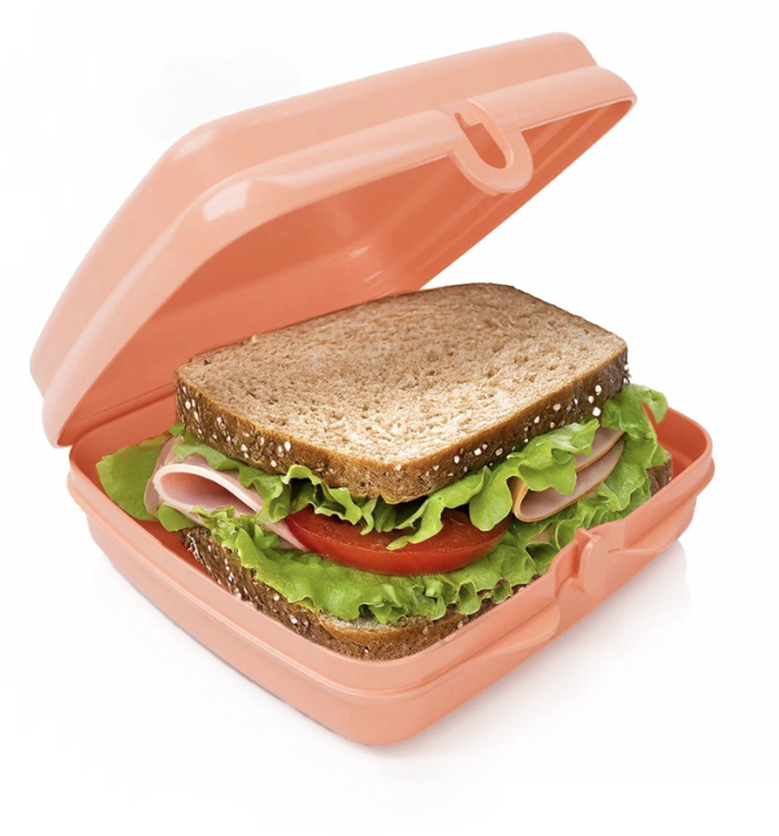 Tupperware Sandwichbox Oranje Vierkant met Scharnier en Vergrendeling
