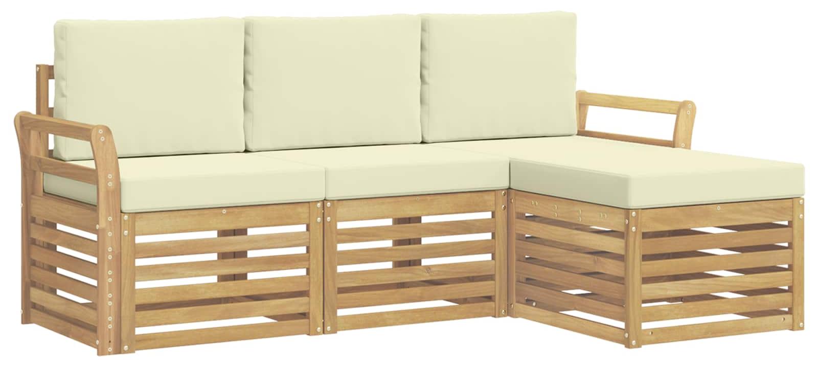 Garnitur aus vier Outdoor-Sofas, weiß und cremefarben