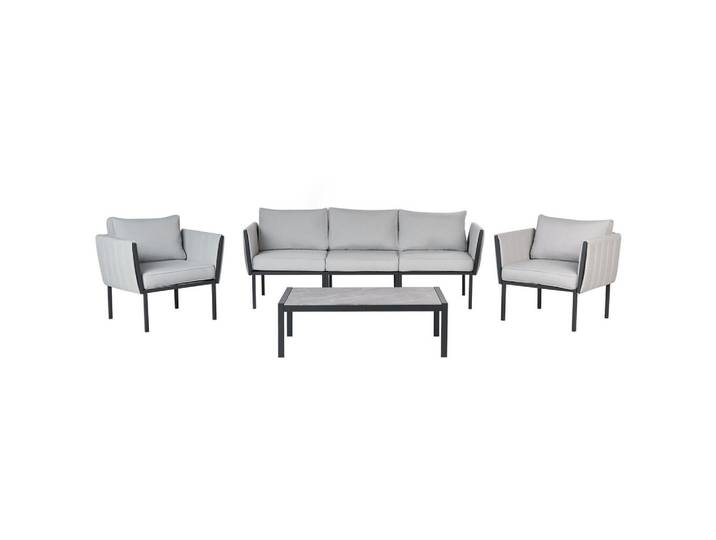 Beliani Gartenlounge 5-Sitzer Grau Skala, Metall, Gartenmöbel, Gartengarnituren, Gartenmöbel-Sets