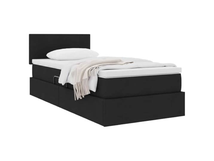 KTHLBRH Boxspringbett 100 x 200 cm schwarz mit Matratze Rechteckiges Design, stabiler Rahmen, Hebemechanismus, platzsparend