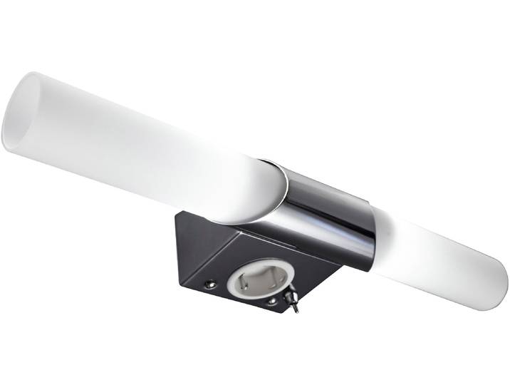 B.K.LICHT Spiegelleuchte Mithra , weiß, 2, H: 6cm, Leuchten, LED, Wandlampe, Badezimmer, Metall, Glas, E14, mit Steckdose, Spiegelleuchte