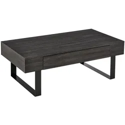 STILVORA Couchtisch 110x60x40  mit Schublade und offenen Regalen Dunkelgrau, Metallgestell, minimalistisches Design für Wohnzimmer und Büro