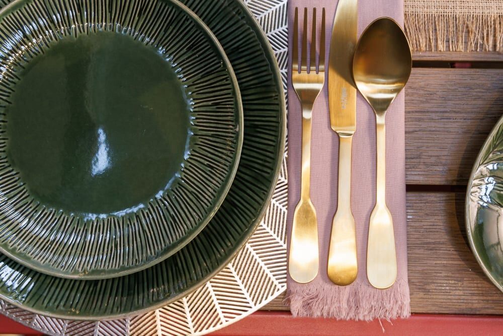 Mikasa Set De 4 Assiettes D'Appoint En Céramique Verte Vert 21x6x21cm