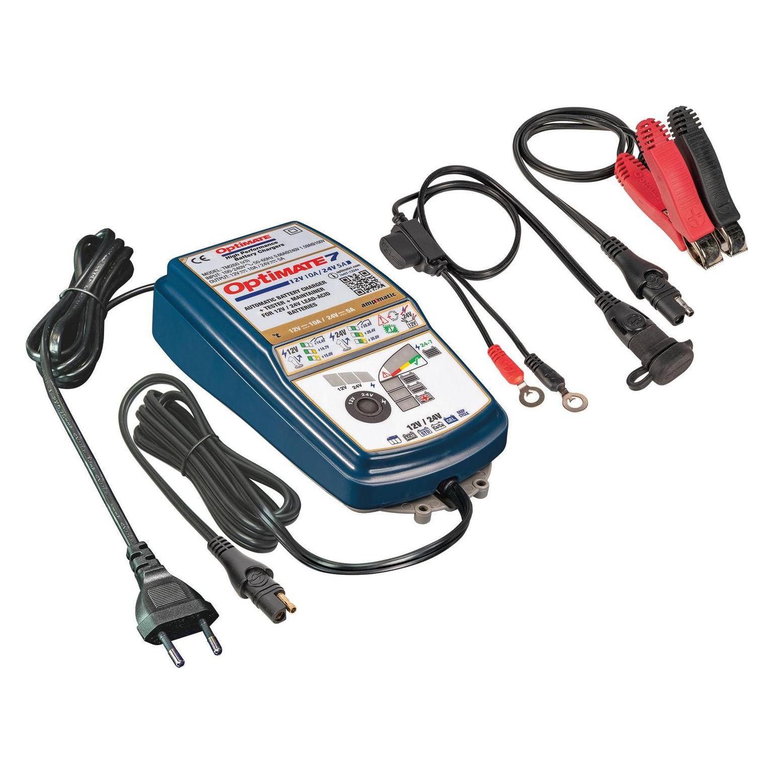 Tecmate 7 batterij tester-lader 12v-24v 10a-5a (10 A, 12V, 24V) (TM260V3)