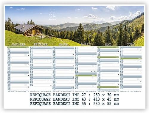 Calendrier thématique bancaire 2025 - MONTAGNES carton
