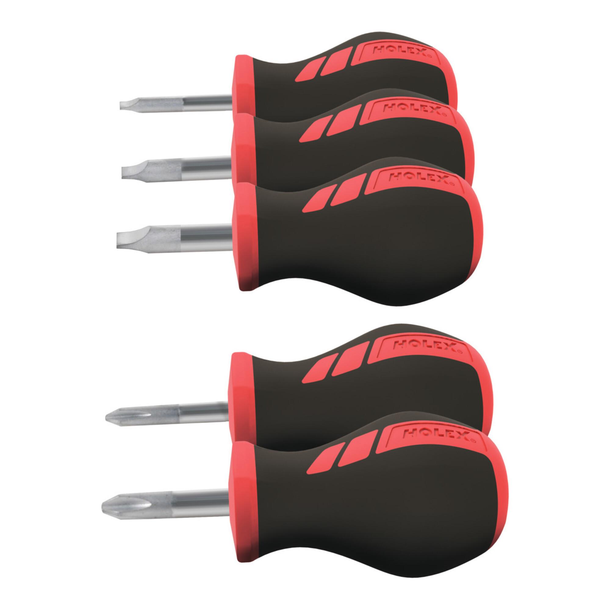 HOLEX Schraubendreher-Sortiment, kurz, für Schlitz und Phillips, 5-teilig (667316 3/2)