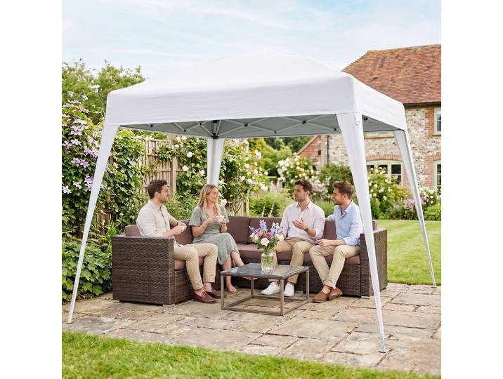 Outsunny Tonnelle Pop-up 2,4x2,4m Acier Polyester Blanc