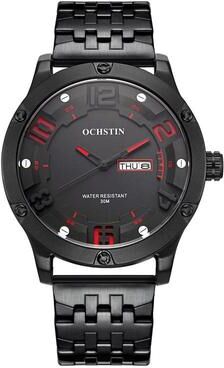 Everyday Crate OCHSTIN Classic Quartz Men Watch Stainless Steel Day Date Business Wristwatch black Red