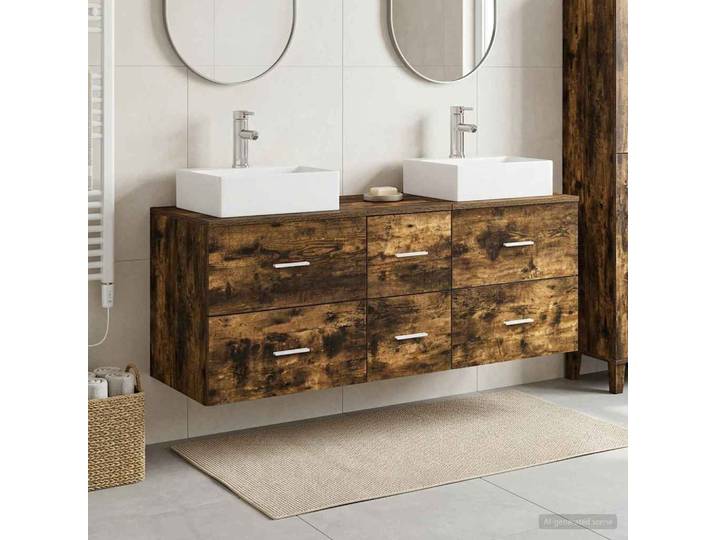 vidaXL Badezimmerschrank-Set 3 stk. Geräucherte Eiche