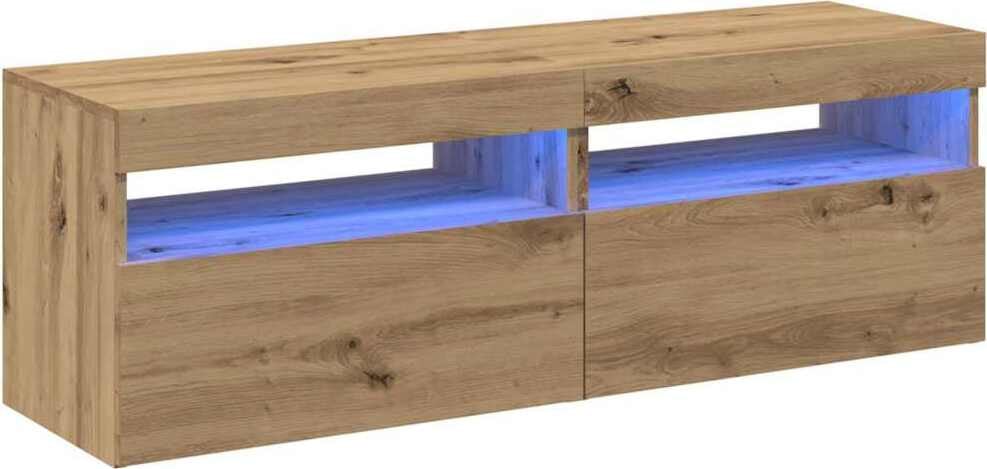 vidaXL Set van 2 Moderne TV-kastjes met LED-verlichting, Kunstmatig Eikenhout