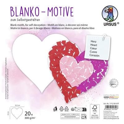 URSUS Kinderbasteln Blanko-Motive Herz, 20 Blatt