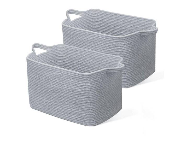 Wäschekorb 2-teiliges Set Baumwolle Grau 63L, 38x30x55 cm, Haushalt & Reinigung, Wäschepflege, Wäschekörbe & Wäschetonnen