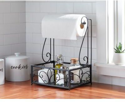 Scroll Paper Towel Organizer by BrylaneHome in Black