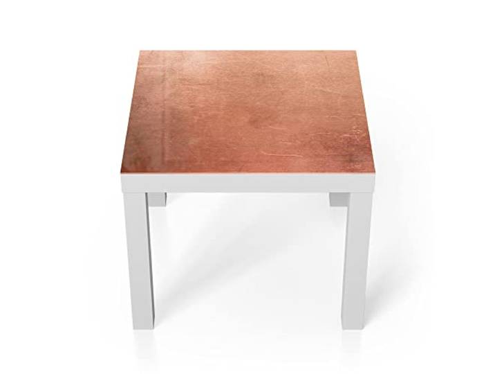 DEQORI Glastisch weiß klein 55x55 cm Motiv Kupferplatte mit Kratzern ausgefallener Beistelltisch aus Glas Hochglanz Couchtisch fürs Wohnzimmer moderner Couch Tisch mit Design