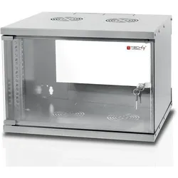 Techly I-CASE EL-1006G45 Rack 6U Wandmontiertes Regal (6 HE, 19 Zoll Rack), Serverschrank, Grau