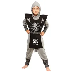 Ninja Kostüm für Kinder, grau/schwarz/weiß