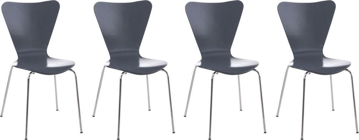 CLP Calisto Set van 4 Stapelbare Bezoekersstoelen - Grijs