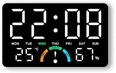 Uplift Picks Multifunction Digital Wall Clock With LED Display And Voice Control white white