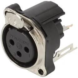 NEUTRIK® XLR, 3-pol , Metall-, Printtechnik vertikal-Einbaubuchse, vergoldete(r) Kontakt(e), Type B, chromfarben