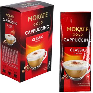 Mokate Kaffee Gold Cappuccino Classic, löslicher Kaffee mit Milchpulver & Zucker, 8 Portionssticks