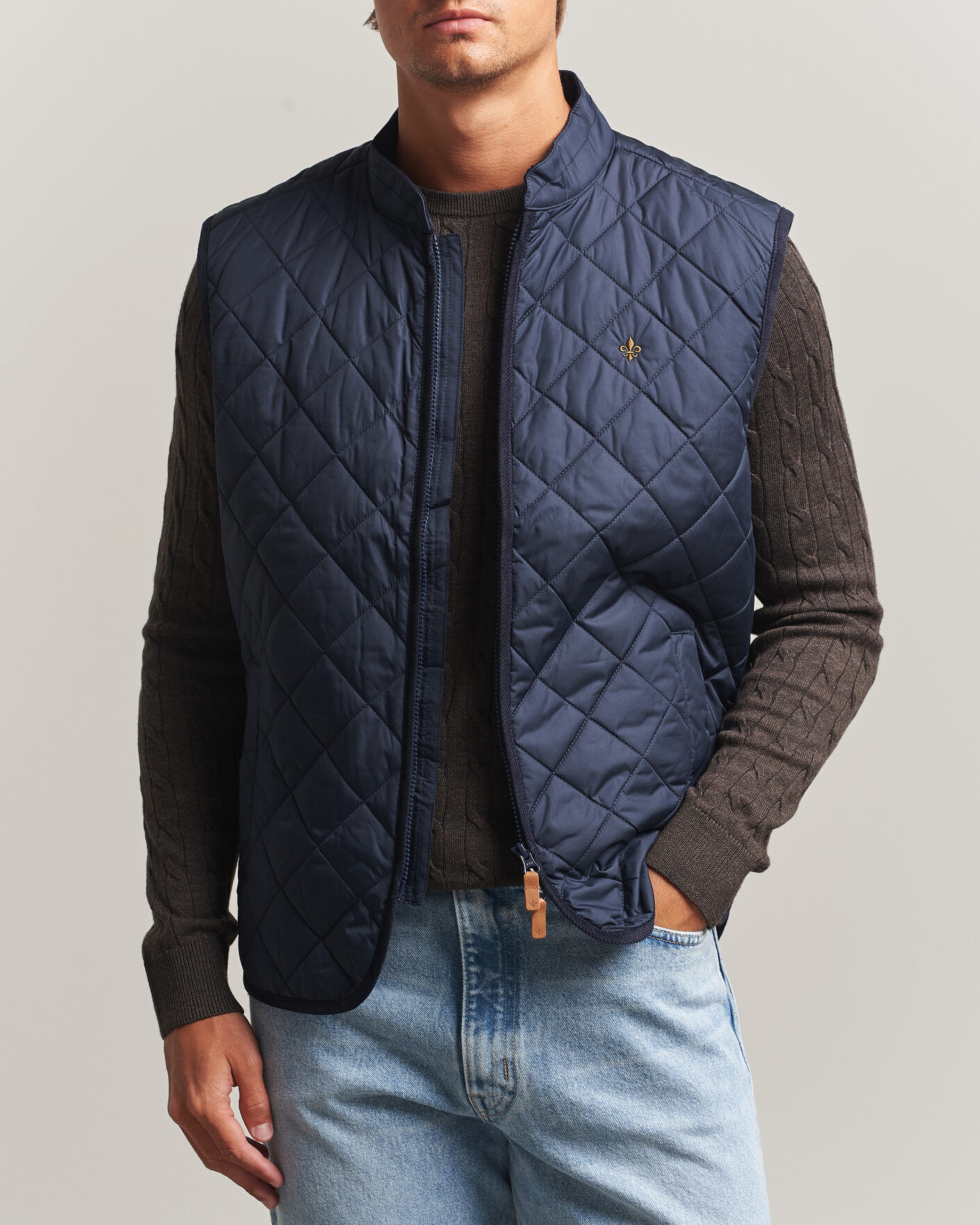Morris Teddy Quilted Vest Old Blue men XL Blå