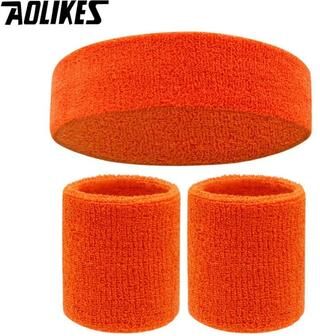 Uplift Essentials Premium Moisture Wicking Headband And Wristband Athletic Set orange