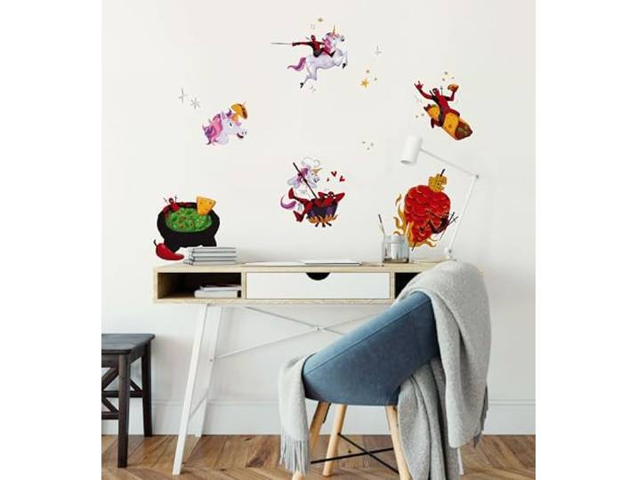 Komar Wandtattoo - Marvel Deadpool Food - Größe 50 x 70 cm - Wandsticker, Kinderzimmer, Wanddekoration, Bunt