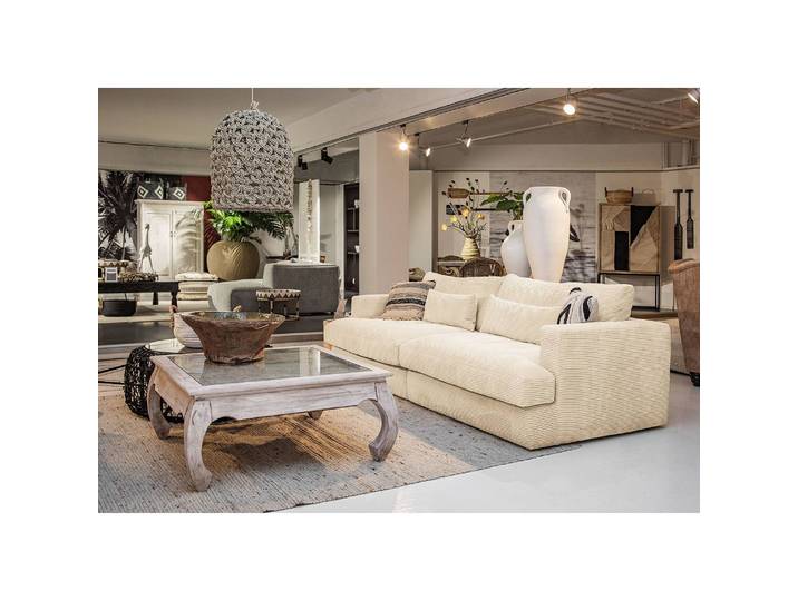 Grand canapé Izumo Beige Velours côtelé Coco 120cm Moderne