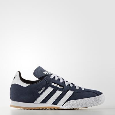 Sneaker ADIDAS ORIGINALS "SAMBA SUPER SUEDE", Damen, Gr. 39, blau (navy, ftwwht, navy), Leder, Schuhe Sneaker