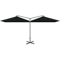 vidaXL Doppel-Sonnenschirm mit Stahl-Mast 600x300 cm Schwarz