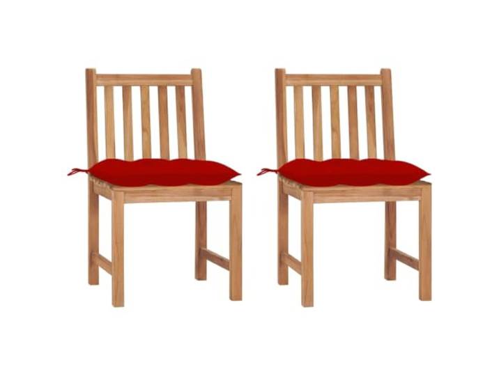 DYRJDJWIDHW Massives Teakholz wetterfest 2 Stück Rot Gartenstühle 2 Stk. mit Kissen Massivholz Teak Klappbar Terrassenstühle Sitzgruppe Balkonmöbel Wetterfest