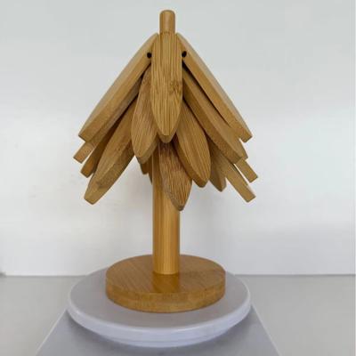 Inspired Finds Foldable Black Walnut Wooden Trivet Set Heat Insulated Table Mat & Wooden Coasters For Hot Pots light Wood