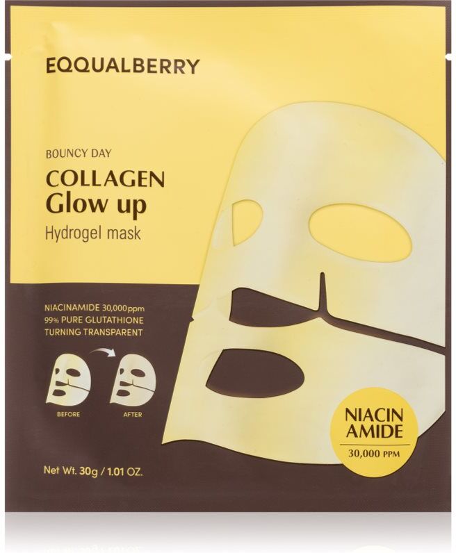 EQQUALBERRY Collagen Glow Up Hydrogel Mask brightening and moisturising sheet mask with gel consistency 30 g