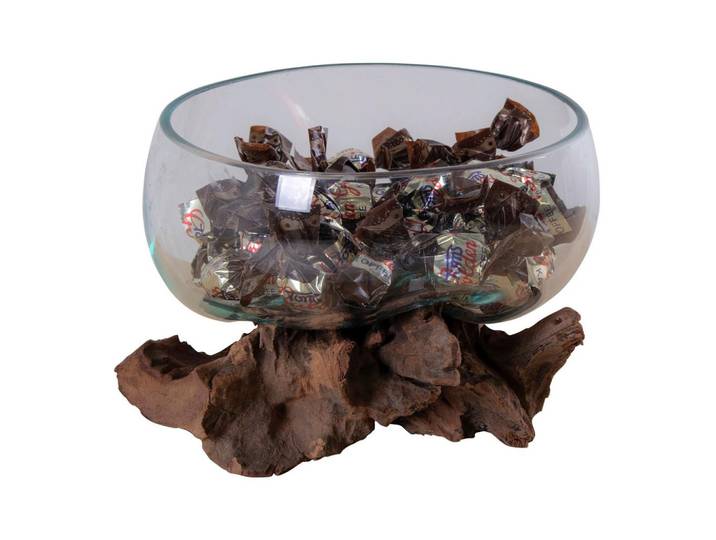 VASE Transparent Teakfarben B: 15cm