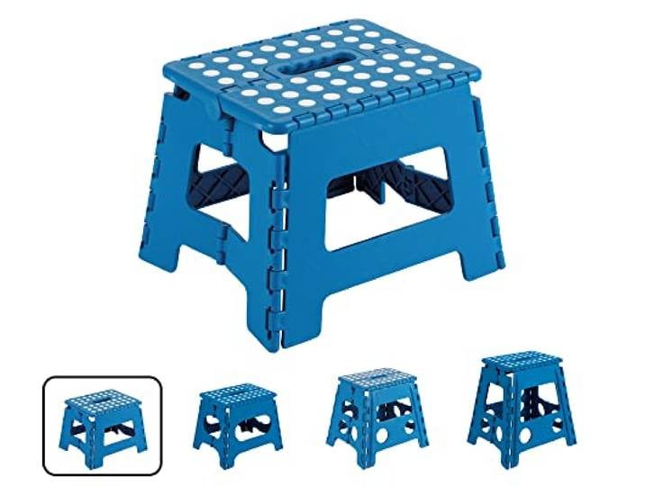 ARREGUI TB-022-A Tabouret pliant Marchepied pour adultes et enfants Escabeau pliant Tabouret marchepied enfant Tabouret pour la cuisine\, salle de bain\, camping 22 cm hauteur Bleu