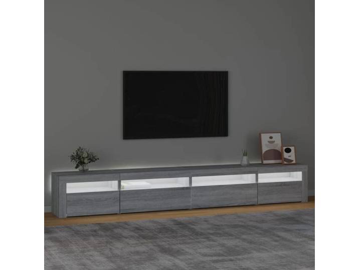 NEW MEUBLE HI-FI - Gris - Armoire TV - Meuble TV avec lumières LED - avec étagères - Sonoma gris 270x35x40 cm_9755