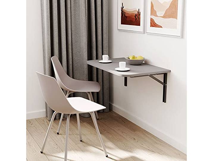 AKKE Klapptisch Wandklapptisch Esstisch - Klappbar Faltbar Platzsparend - Abgerundete Ecken - 100x60 cm - Light Graphite