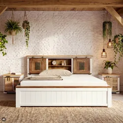 Bett mit Schublade Mango 180x200x107 weiß lackiert RAILWAY #572