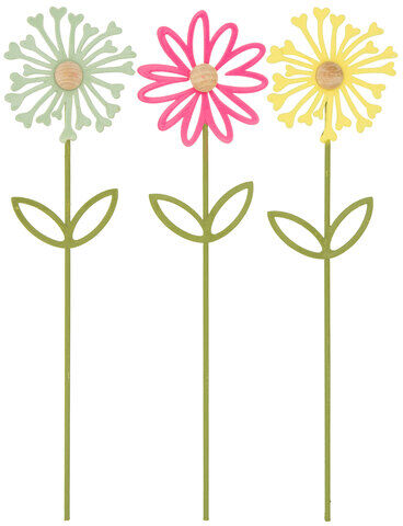 Blumen-Stecker aus Metall, 25,5 cm, 3 Stück
